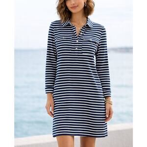 Vineyard Vines Women's Nautical Shift Dress Sz. XL Peformance Navy and White